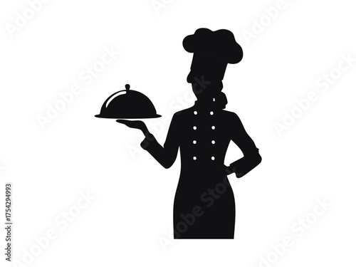 Silhouette of chef with tall hat