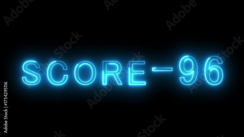 Neon level score -96 animation. Gaming level up sign animation. Neon next level.