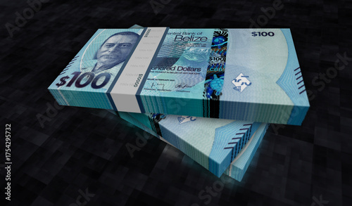 Belize dollar money banknotes pack 3d illustration