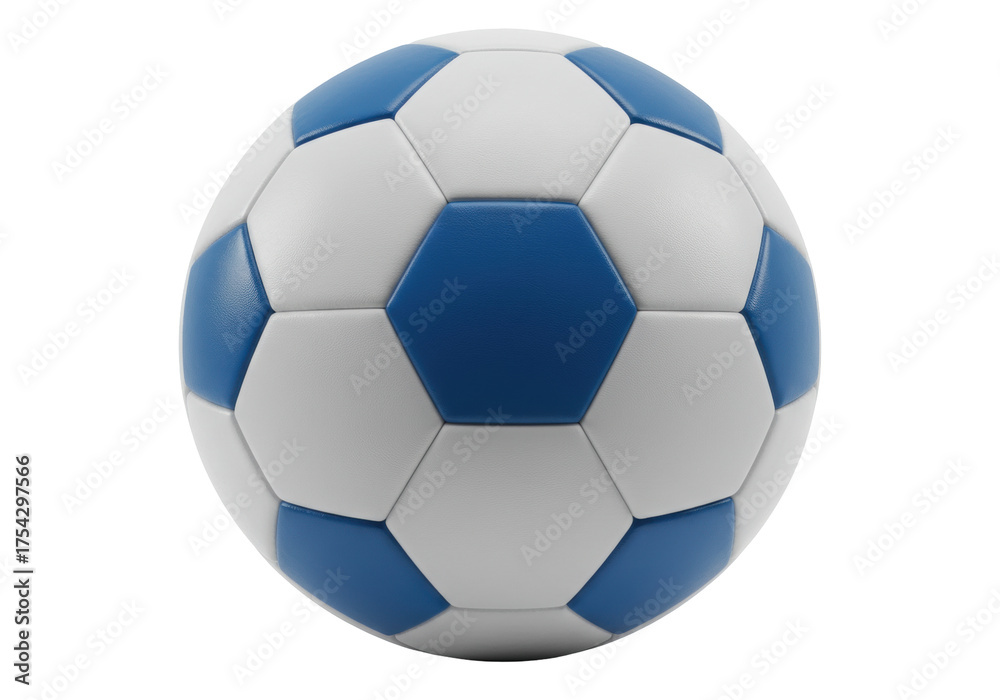 Fototapeta premium Isolated soccer ball with blue pentagons and white hexagons for team sport, athletic event