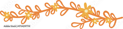 Abstract brunch of leaves and flower flat design illustration for decoration on Autumn seasonal and romance concept.