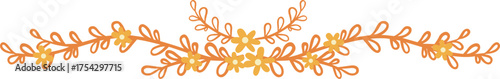 Abstract brunch of leaves and flower flat design border illustration for decoration on Autumn seasonal and romance concept.