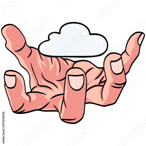 Hand with Cloud Data Secure Computing Vector Illustration