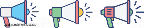 Colorful megaphone Icons set