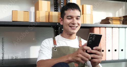 An online store owner preparing product packages for delivery, representing the growing e-commerce trend, small business management, and efficiency in online retail logistics.