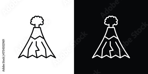 Volcano icon vector illustration. editable stroke icon.