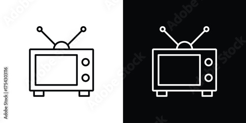 Tv retro icon vector illustration. editable stroke icon.