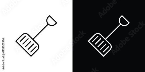 Snow shovel icon vector illustration. editable stroke icon.