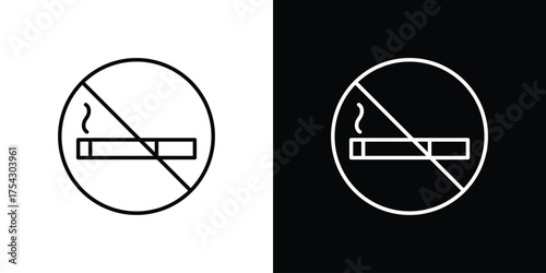 Smoking ban icon vector illustration. editable stroke icon.