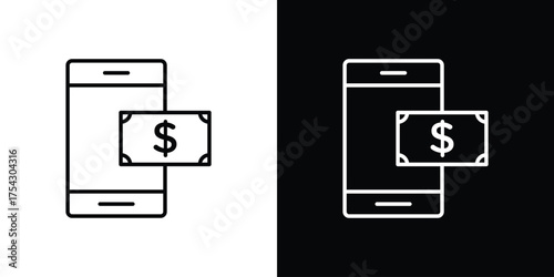 Send money smartphone icon vector illustration. editable stroke icon.