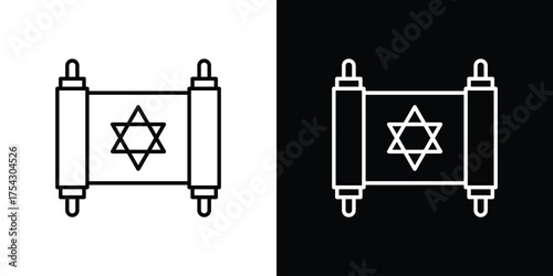 Scroll Torah icon vector illustration. editable stroke icon.