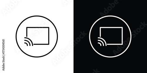 Screencast icon vector illustration. editable stroke icon.