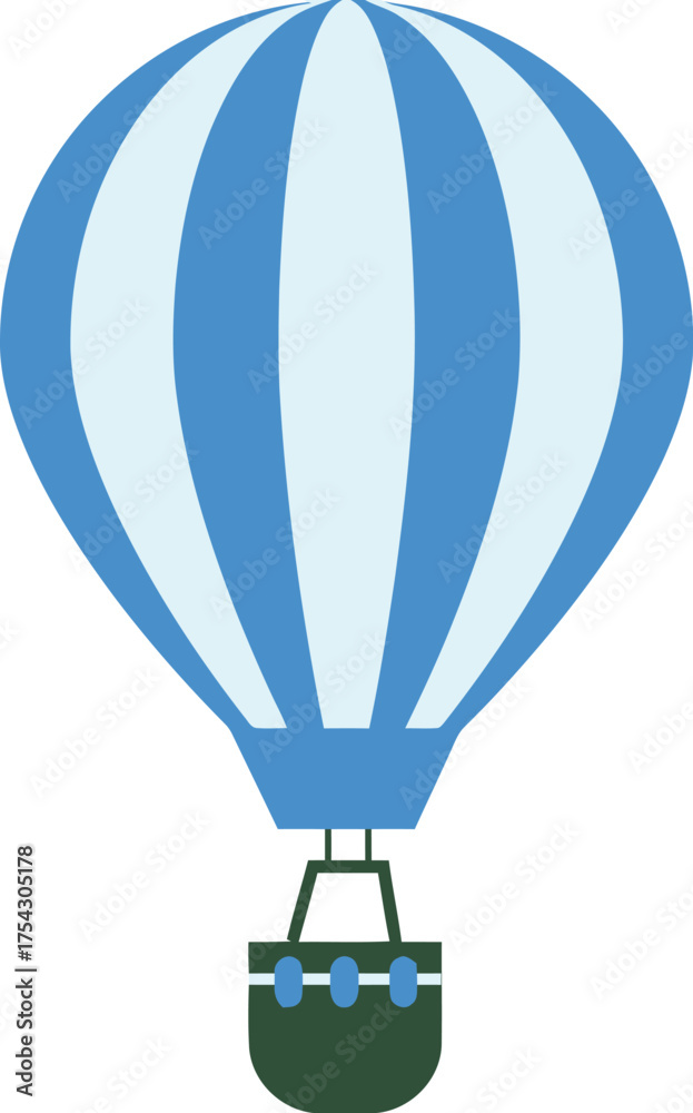 Fototapeta premium Blue Striped Hot Air Balloon Icon