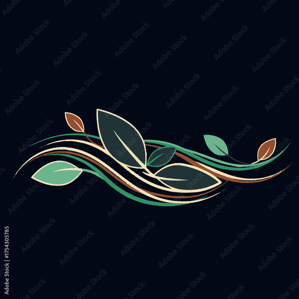 Obraz premium Elegant Leafy Design A Colorful Vector Illustration of Organic Elements and Natural Forms