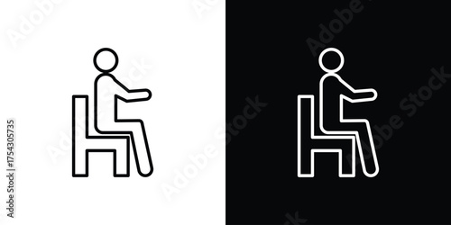 Person seat icon vector illustration. editable stroke icon.
