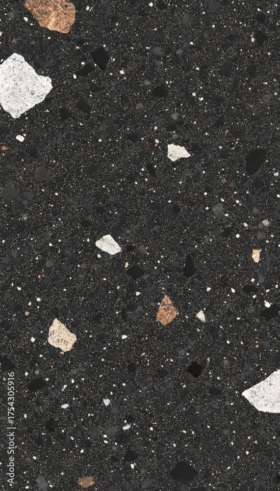Fototapeta premium Elegant Dark Tone Terrazzo Structure with Unique Speckled Composite Material for Interior Design