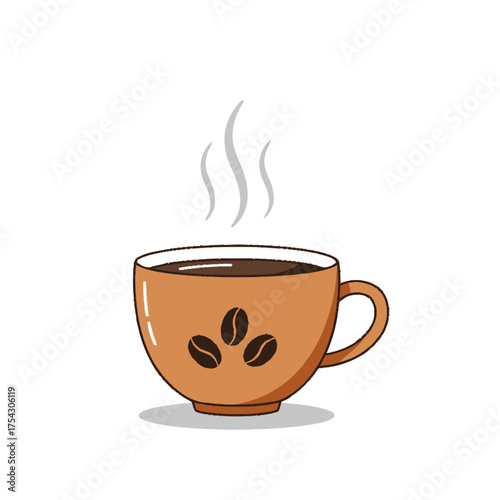 Warm cup of coffee A flat vector illustration for morning energy and beverage enjoyment
