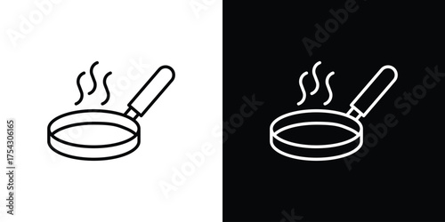 Pan frying icon vector illustration. editable stroke icon.