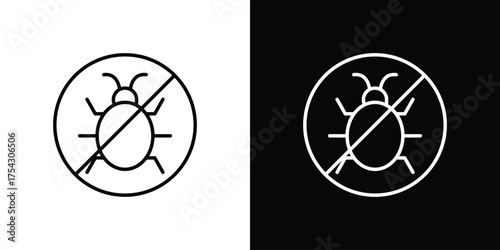 No Bug icon vector illustration. editable stroke icon.