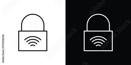 Nfc lock icon vector illustration. editable stroke icon.