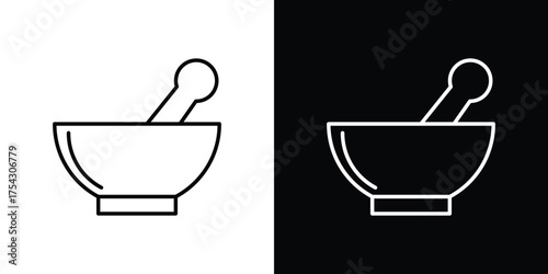 Mortar pestle icon vector illustration. editable stroke icon.