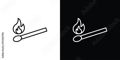 Match fire icon vector illustration. editable stroke icon.
