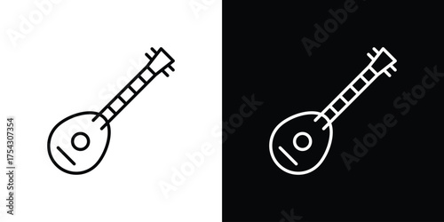 Mandolin icon vector illustration. editable stroke icon.