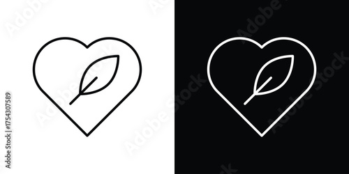 Leaf heart icon vector illustration. editable stroke icon.
