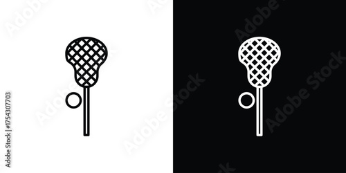 Lacrosse stick ball icon vector illustration. editable stroke icon.