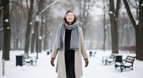 woman walking in winter park