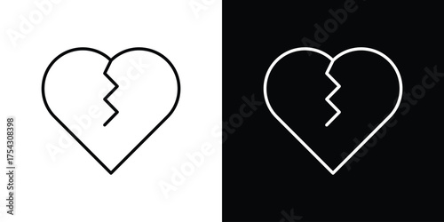 Heart Crack icon vector illustration. editable stroke icon.