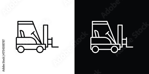 Forklift icon vector illustration. editable stroke icon.
