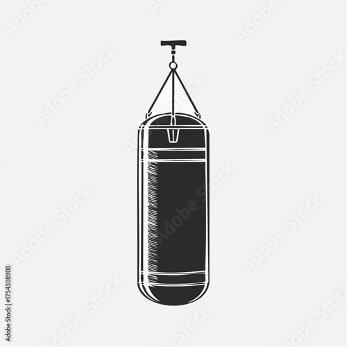 Cylindrical Hanging Punching Bag - Martial Arts Training Equipment Illustration