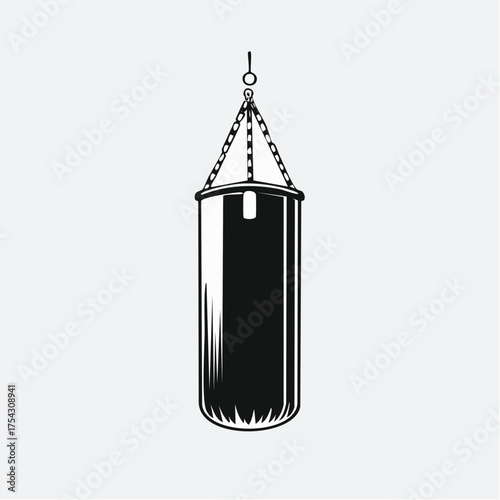 Heavy Duty Hanging Punching Bag - Sports Training Equipment Vector Art