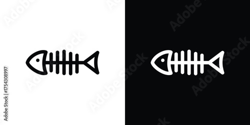 Fish bones icon vector illustration. editable stroke icon.