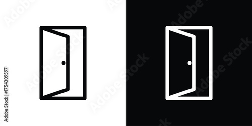 Door open icon vector illustration. editable stroke icon.