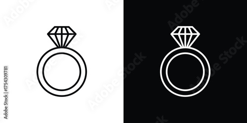 Diamond ring icon vector illustration. editable stroke icon.