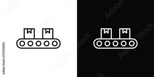 Conveyor belt icon vector illustration. editable stroke icon.