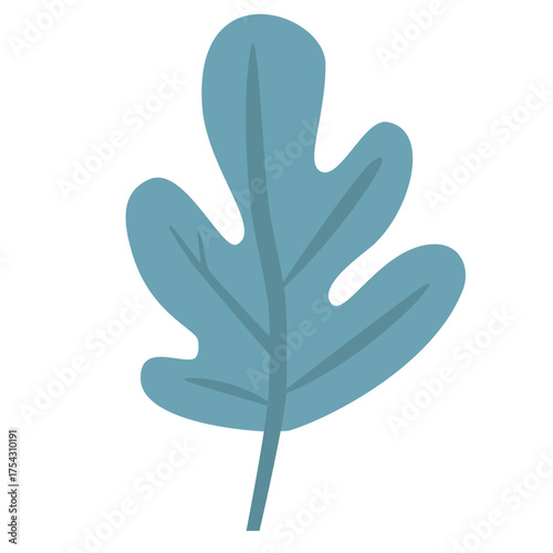 Blue oak-style leaf with smooth edges, adding elegant texture to minimalist, editorial, or sophisticated nature-themed visual layouts.

