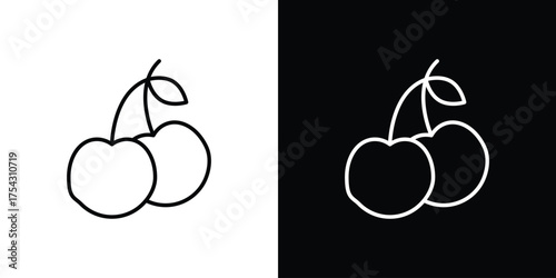 Cherry icon vector illustration. editable stroke icon.