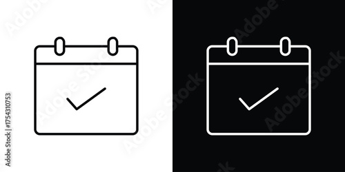 Check in calendar icon vector illustration. editable stroke icon.