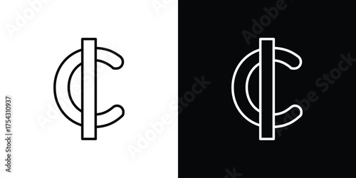 Cedi sign vector illustration. editable stroke icon.