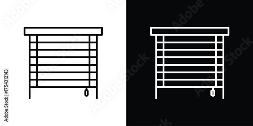 Blinds open icon vector illustration. editable stroke icon.