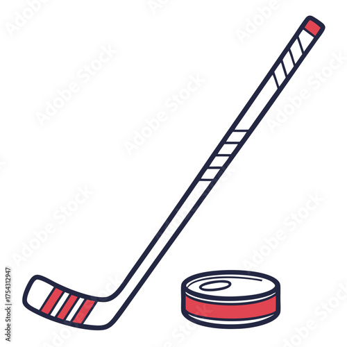 Hockey Stick and Puck: A captivating illustration of a hockey stick and puck, embodying the thrill and strategy of the beloved sport.