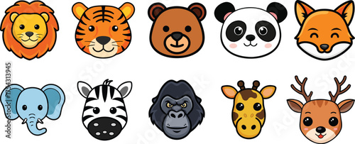 Birds and Animals Flat Icon Set – 10 Cute Wildlife, Farm, Sea, and Insect Icons