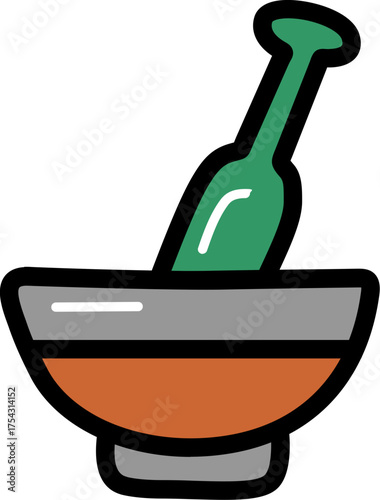Mortar and pestle chinese culture line icon