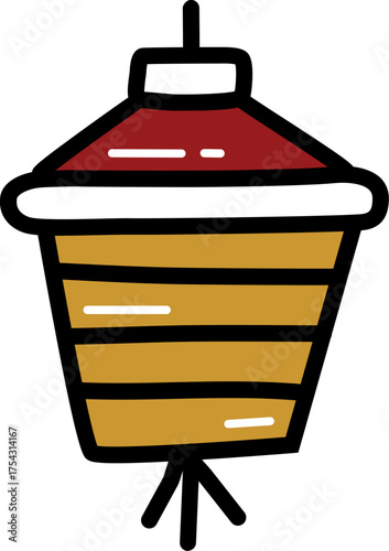 Paper lantern chinese culture line icon