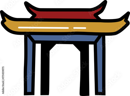 Gate chinese culture line icon