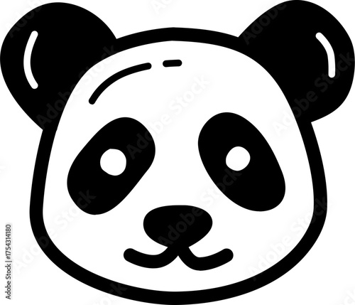 Panda head chinese culture line icon