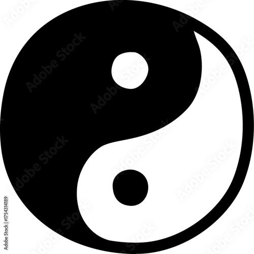 Yin yang chinese culture line icon